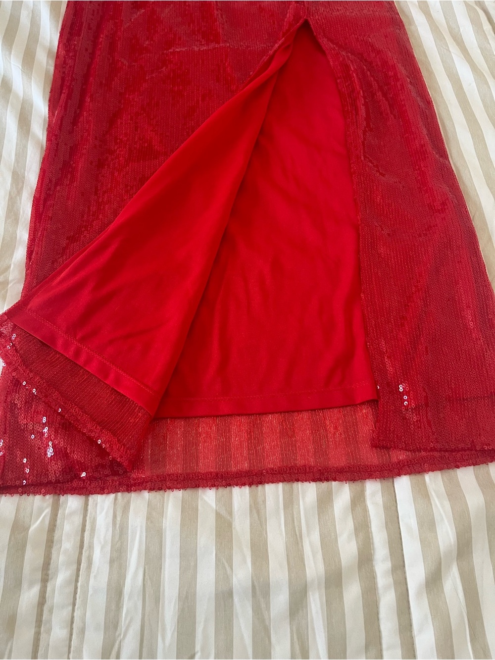 ✨ A New Day Red Sequin Skirt | Size XS | Midi to Maxi Length on Petite Frames - Picture 9 of 13